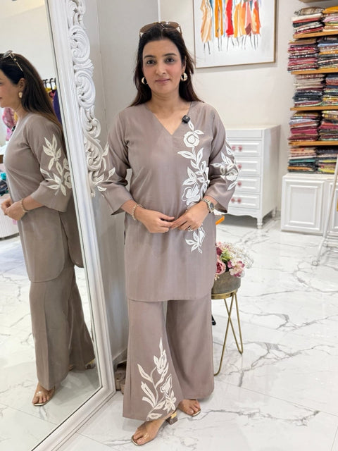 Swarit Cotton Coord Set with Floral Embroidery