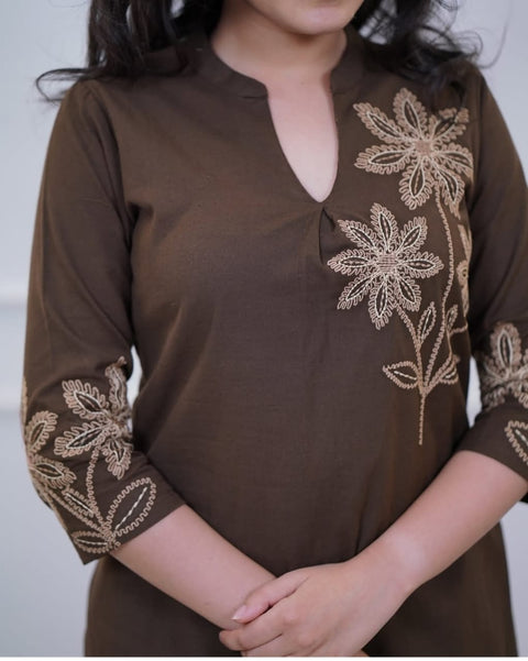 Swarit Floral Embroidered Cotton Coord Set