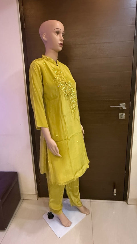 Puja Embroidered Silk-Finish Kurta Set