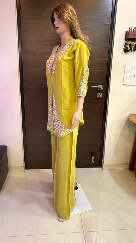 Puja Mustard Mirror Embroidered Coord Set