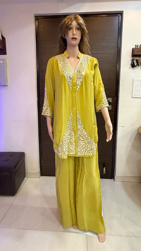 Puja Mustard Mirror Embroidered Coord Set