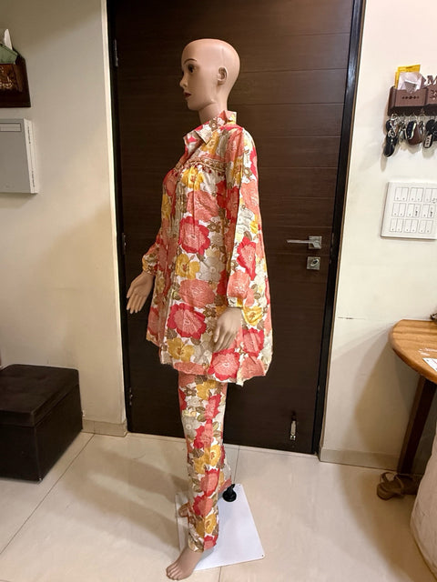 Puja Women Multicolor Floral Print Coord Set Full Sleeves Shirt with Pajama