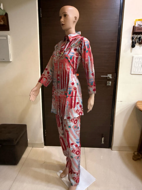 Puja Abstract Print Cotton Western Coord Set