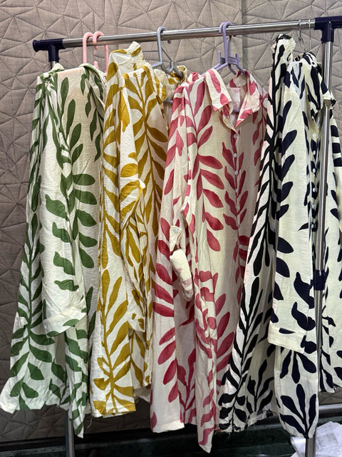 Thailand Women Long Printed Shirt with Pant Set