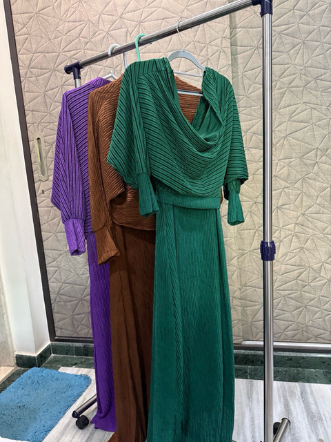 Thailand Pleated Slip Dress with Cape Top