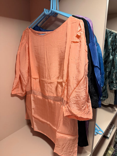 Mish Silk Finish Solid Top Puff Sleeve Design