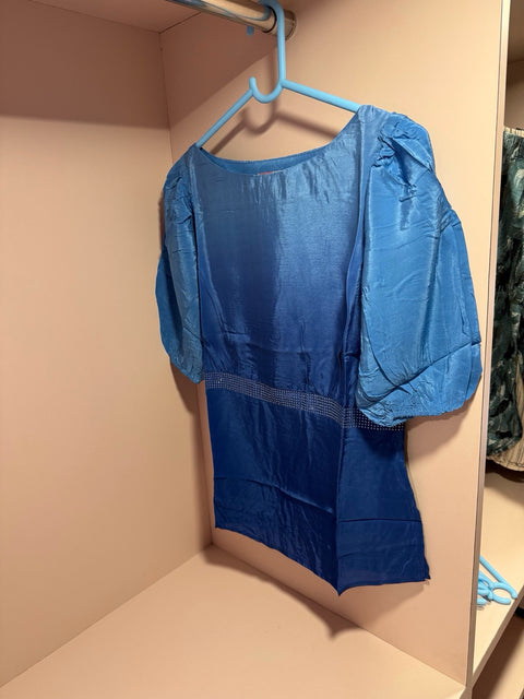 Mish Silk Finish Solid Top Puff Sleeve Design