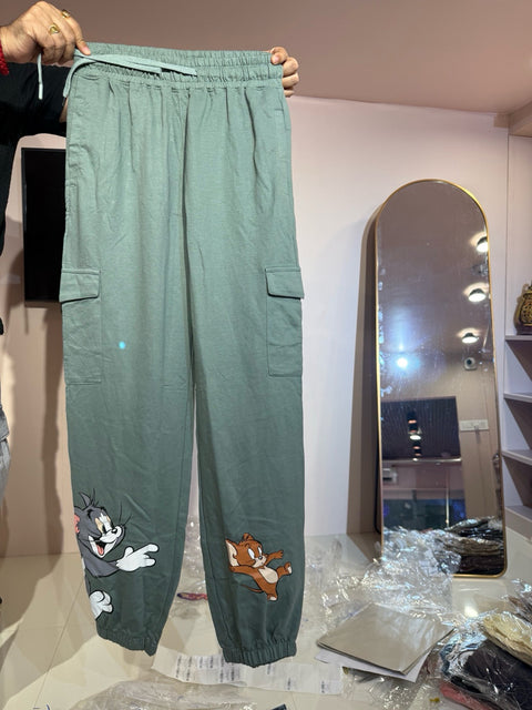 Cartoon Print Cotton Jogger Pants