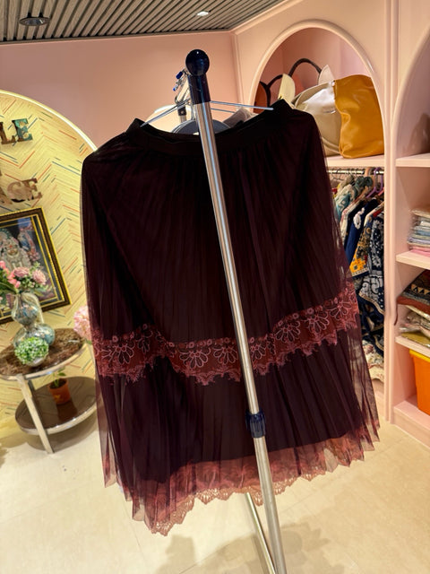 Layered A-Line Skirt with Lace Detailing