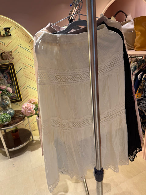 Layered A-Line Skirt with Lace Detailing