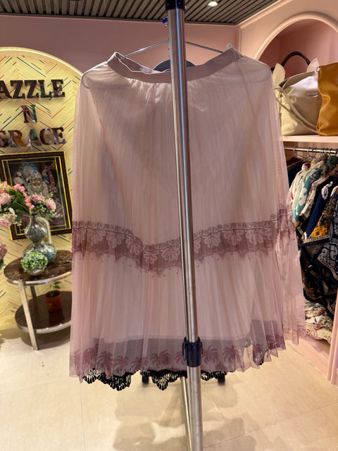 Layered A-Line Skirt with Lace Detailing