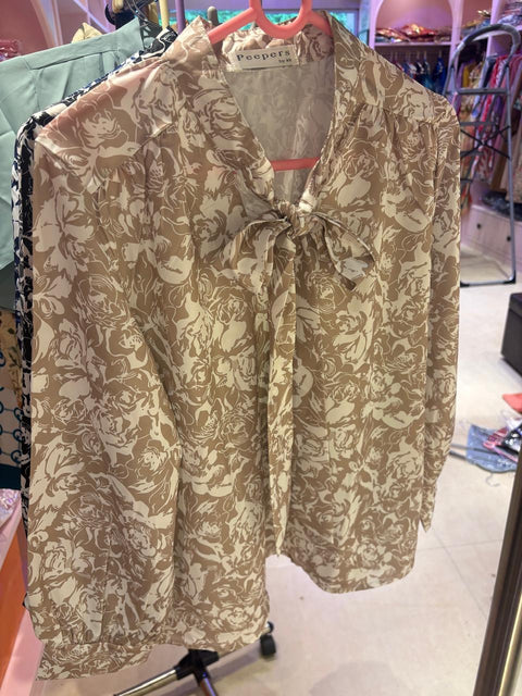 Floral Printed Bow-Tie Neck Top