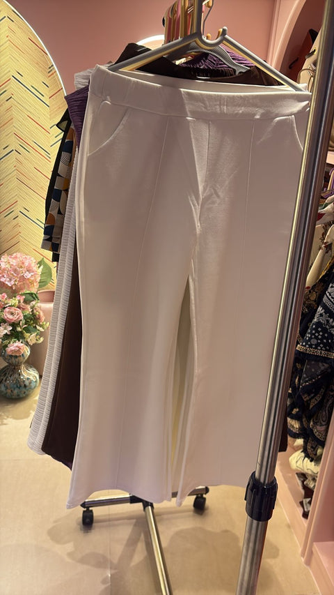 Classic White Tailored Pants with Charm Detail