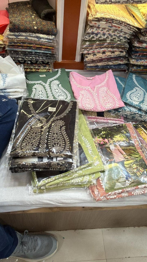 Short Chikankari Kurti Cotton Embroidered Top