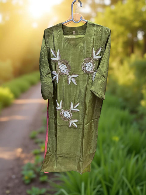 Midnight Bloom Dark Floral Print Kurta with Button Placket | Casual Office Ethnic Wear for Women