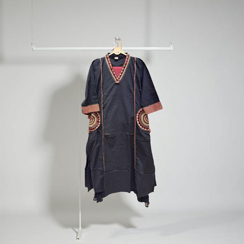 Midnight Noir Black Tribal Embroidered Salwar Suit with Dupatta | Bold Festive Ethnic Wear