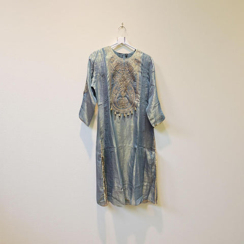 Elegant Grey Embroidered Salwar Suit Set with Dupatta | Refined Festive Ethnic Wear for Women