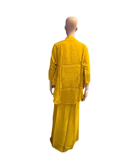 Puja Mustard Yellow Embroidered Kaftan Coord Set