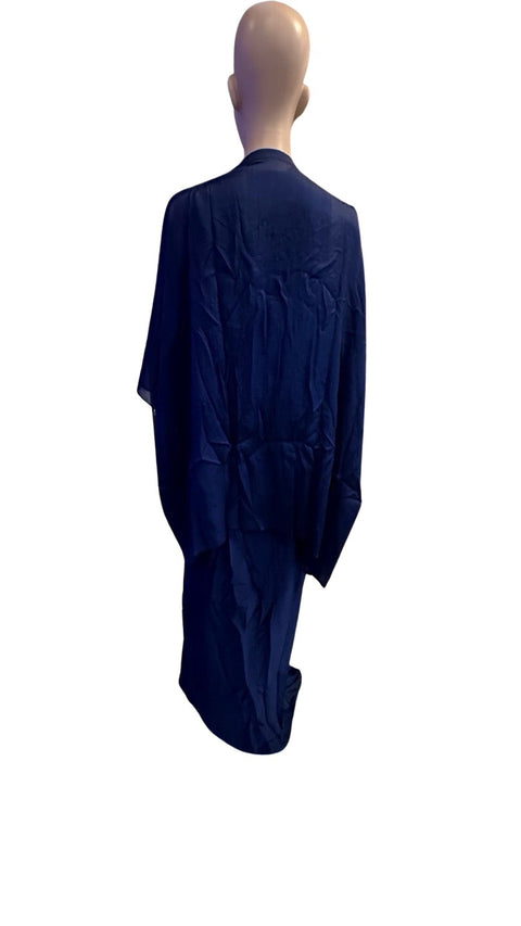Puja Navy Blue Embroidered Kaftan Coord Set