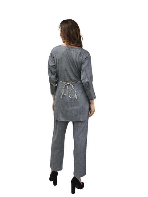 Swarit Textured Cotton Belted Coord Set