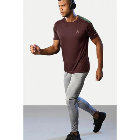 Generic Men's Casual Half sleeve Solid Polyester Crew Neck T-shirt (Maroon)