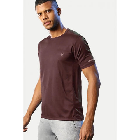 Generic Men's Casual Half sleeve Solid Polyester Crew Neck T-shirt (Maroon)