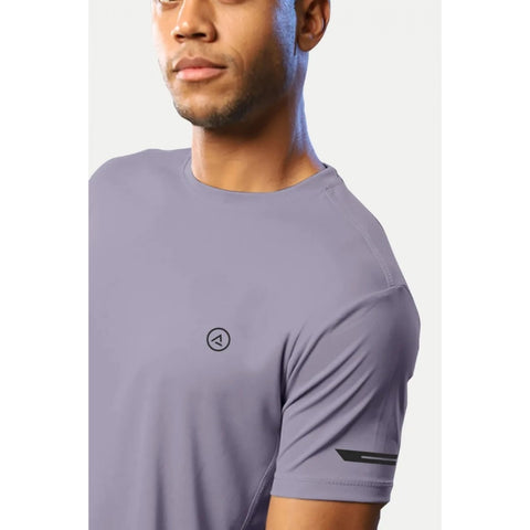 Generic Men's Casual Half sleeve Solid Polyester Crew Neck T-shirt (Lilac)