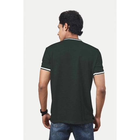 Generic Men's Casual Half sleeve Solid Polyester Crew Neck T-shirt (Olive)