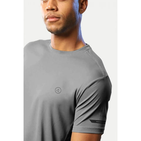 Generic Men's Casual Half sleeve Solid Polyester Crew Neck T-shirt (Grey)