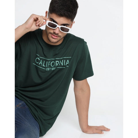 Generic Men's Casual Half Sleeve Printed Cotton Blended Round Neck T-shirt (B.Green)