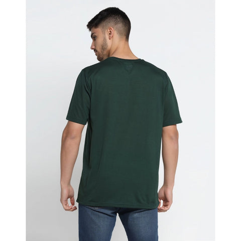 Generic Men's Casual Half Sleeve Printed Cotton Blended Round Neck T-shirt (B.Green)