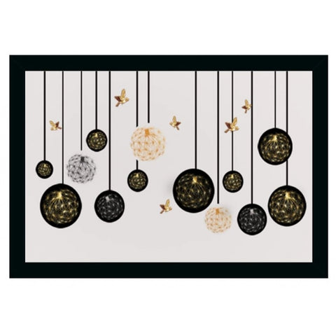 Generic Flower Painting Vinyl Sparkle Coated with Synthetic Photo Frame (Multicolor)