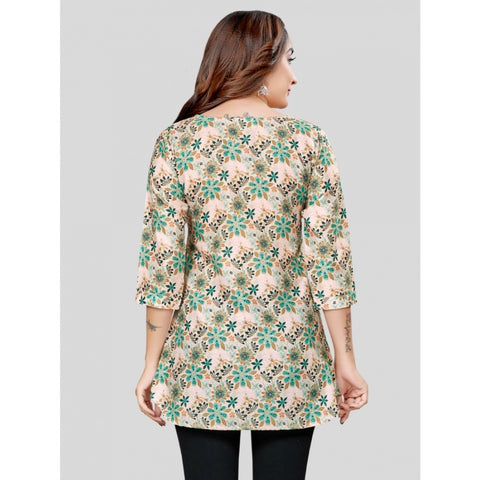 Generic Women's Cotton Blend Round Neck 3/4 Sleeves Short Top (Multicolor)