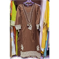 Chocolate Brown Cream Thread Embroidered Salwar Suit with Tassel & Dupatta | Festive Ethnic Wear