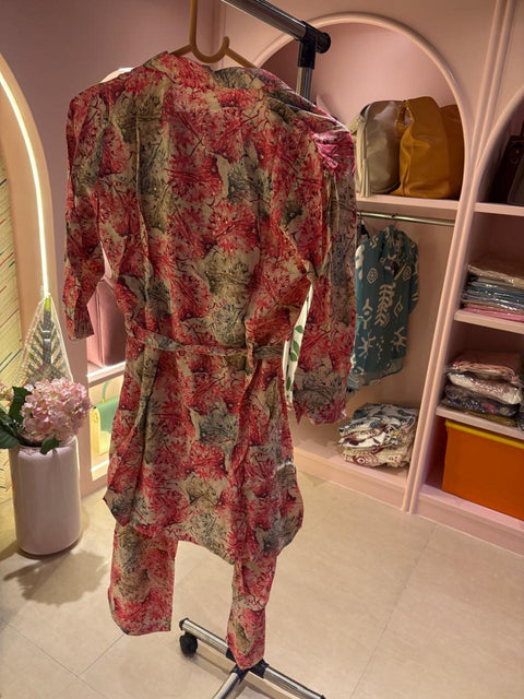 Floral Printed Loungewear Set with Belt
