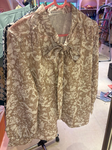 Floral Printed Bow-Tie Neck Top