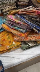 Printed Kurti & Dupatta Dress Material Set | Ethnic Print Cotton Blend Yarn-Dyed Border | Unstitched