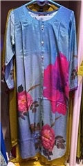 Light Blue Floral Printed Kurta with Palazzo Elegant Satin Finish