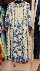 Ivory & Blue Floral Printed Salwar Suit with Dupatta | Elegant Casual Ethnic Wear for Women