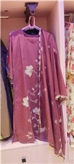 Dark Rose Dusty Mauve Kurta & Dupatta Set with White Thread Embroidery & Scallop Border | Festive Ethnic Wear