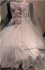 Rose Blush Embellished Net Gown | 3D Floral Shimmer | Wedding & Reception Wear