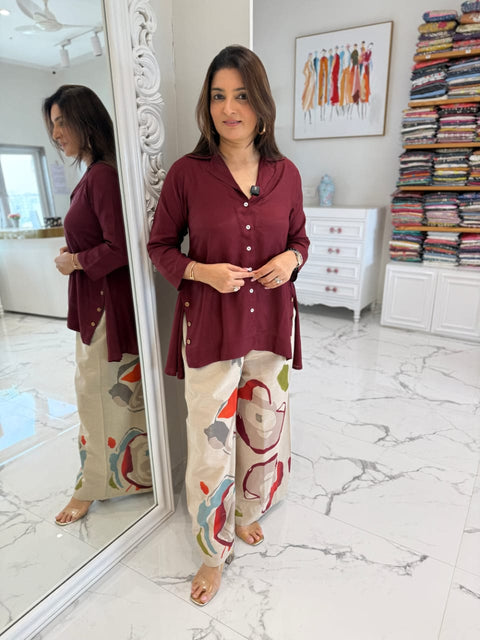 Swarit Shirt Style Coord Set with Artistic Pants