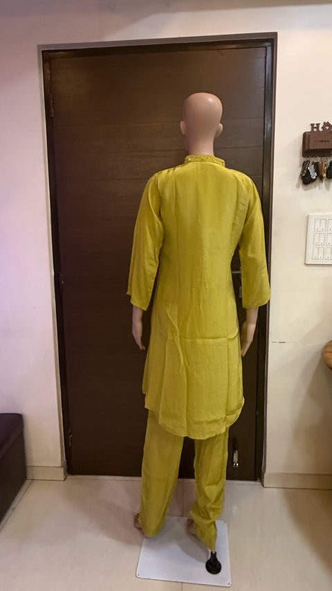 Puja Embroidered Silk-Finish Kurta Set