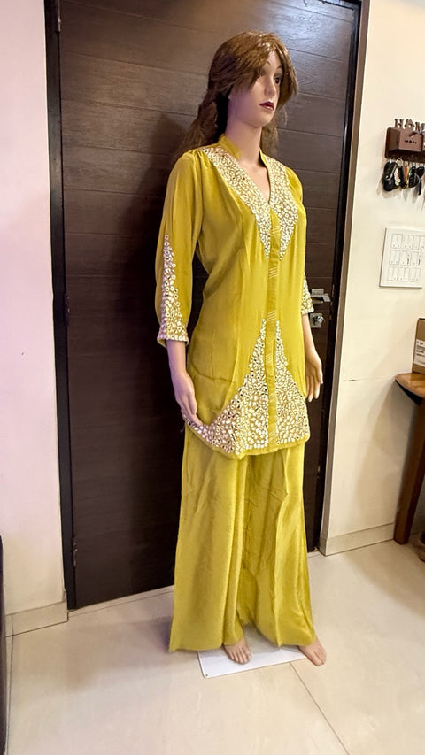 Puja Mustard Mirror Embroidered Coord Set