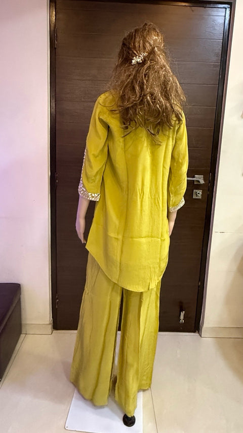 Puja Mustard Mirror Embroidered Coord Set
