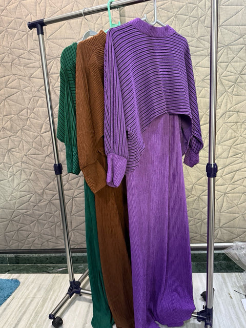 Thailand Pleated Slip Dress with Cape Top