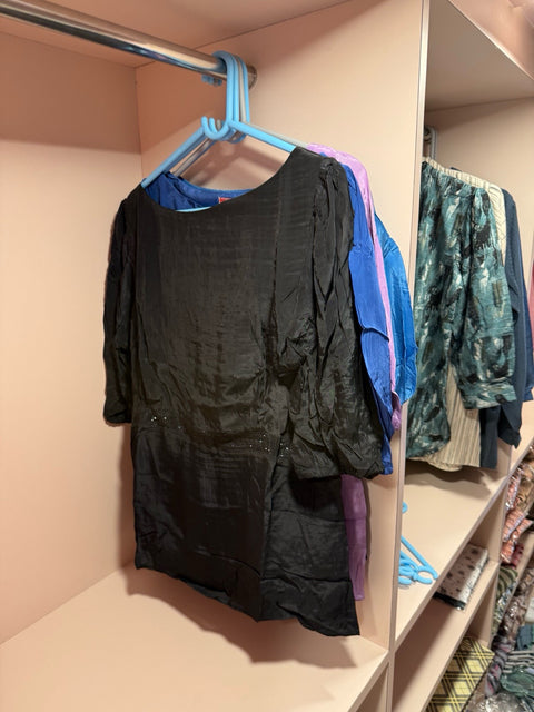 Mish Silk Finish Solid Top Puff Sleeve Design