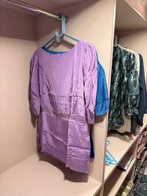 Mish Silk Finish Solid Top Puff Sleeve Design