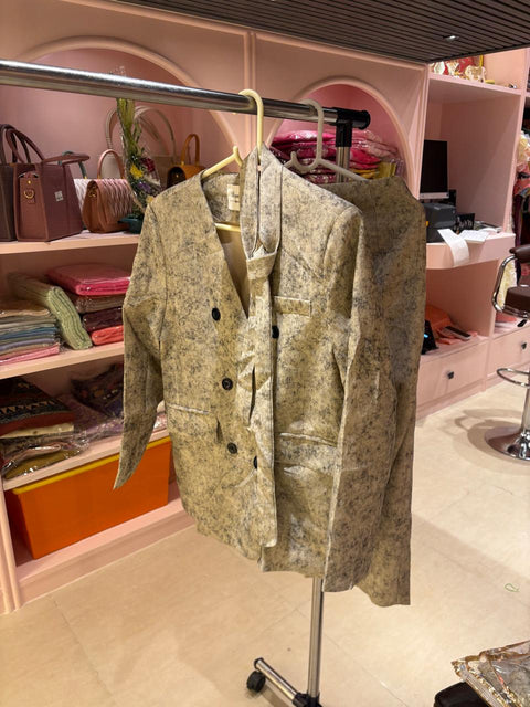 Elegant Textured Coat & Skirt Set