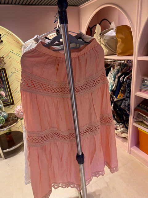 Layered A-Line Skirt with Lace Detailing
